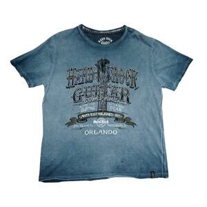 Hard Rock Guitar Company Orlando T-Shirt – XL Blue Graphic Tee 100% Cotton